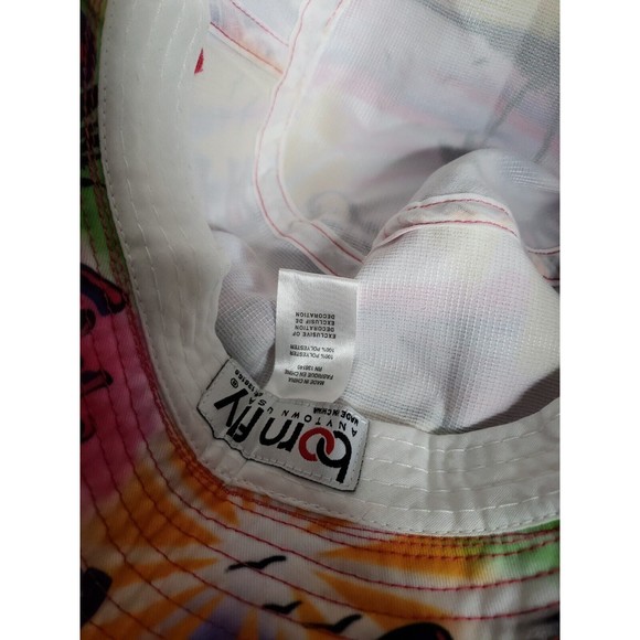 Born Fly Unisex Multicolor Bucket Hat MSRP $32, L/XL, Palm Tree, Grafitti, Sun - Picture 4 of 4